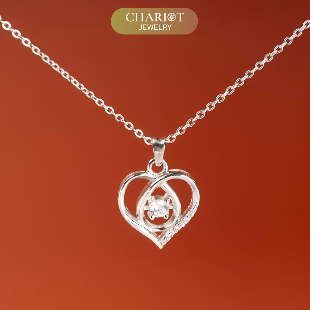 Dây chuyền bạc DCJ46 S925 trái tim đính đá, quà tặng 8-3 ý nghĩa, Chariot Jewelry