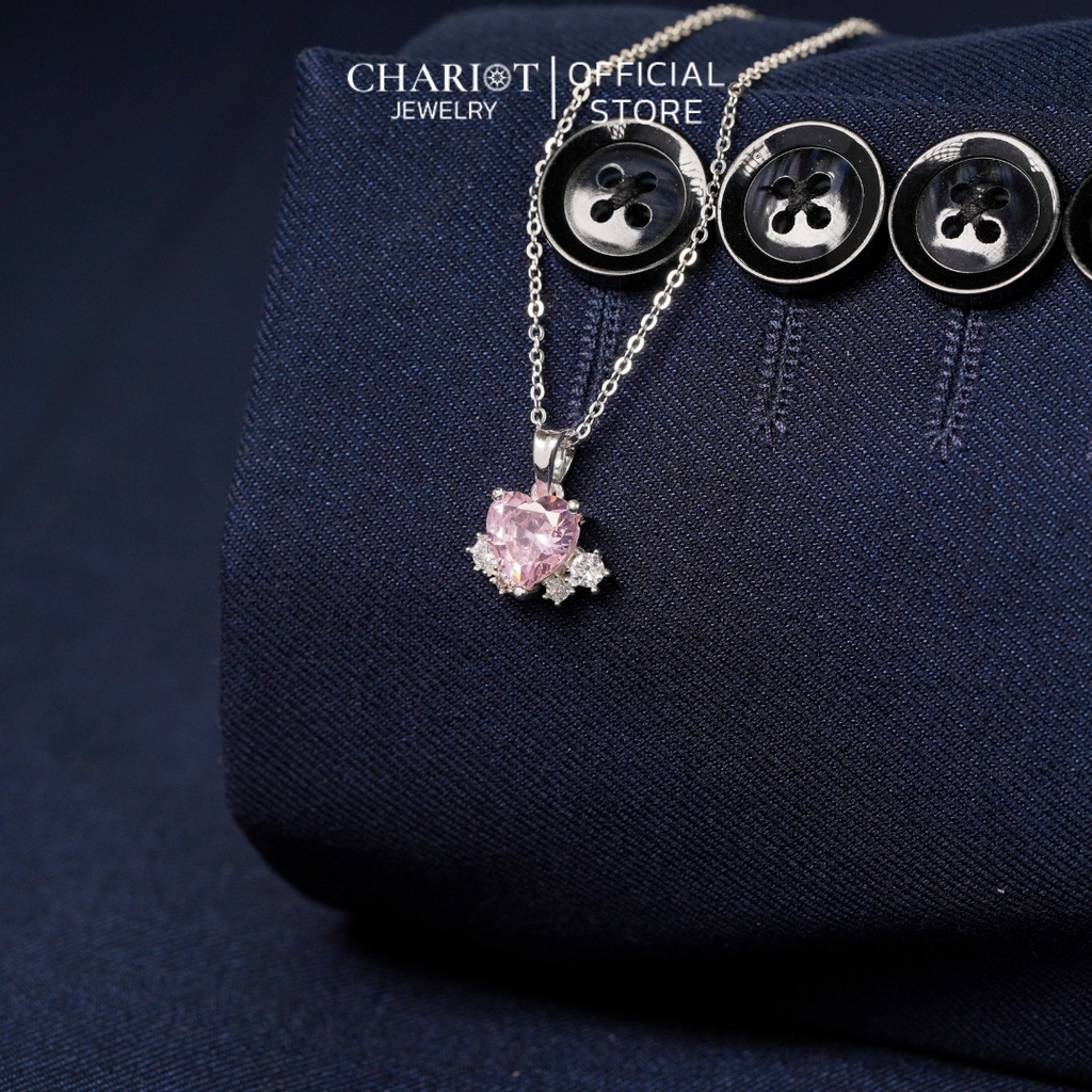 Dây chuyền bạc DCJ68 S925 trái tim đính đá sắc màu, quà tặng Valentine ý nghĩa, Chariot Jewelry