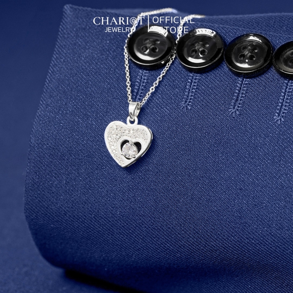 Dây chuyền bạc DCJ43 S925 Trái tim lấp lánh, quà tặng Valentine ý nghĩa, Chariot Jewelry