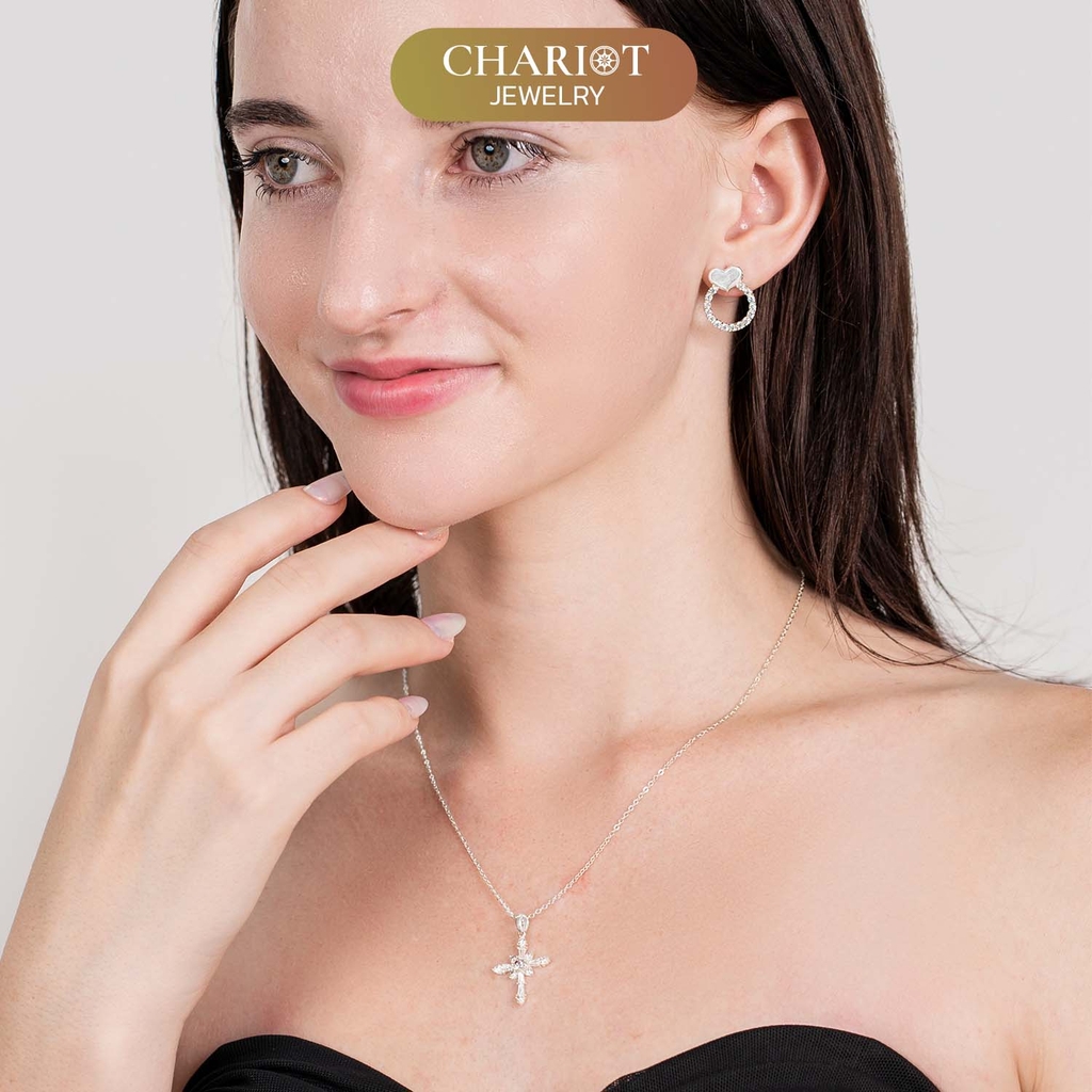 Dây chuyền DCJ88 chữ thập đính đá CZ bạc 925 ChariotJewelry