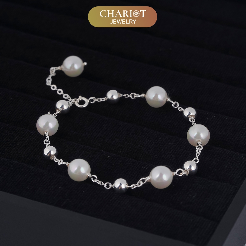 Lắc tay BCJ11 ngọc trai mix hạt tròn bạc năng động Chariot Jewelry