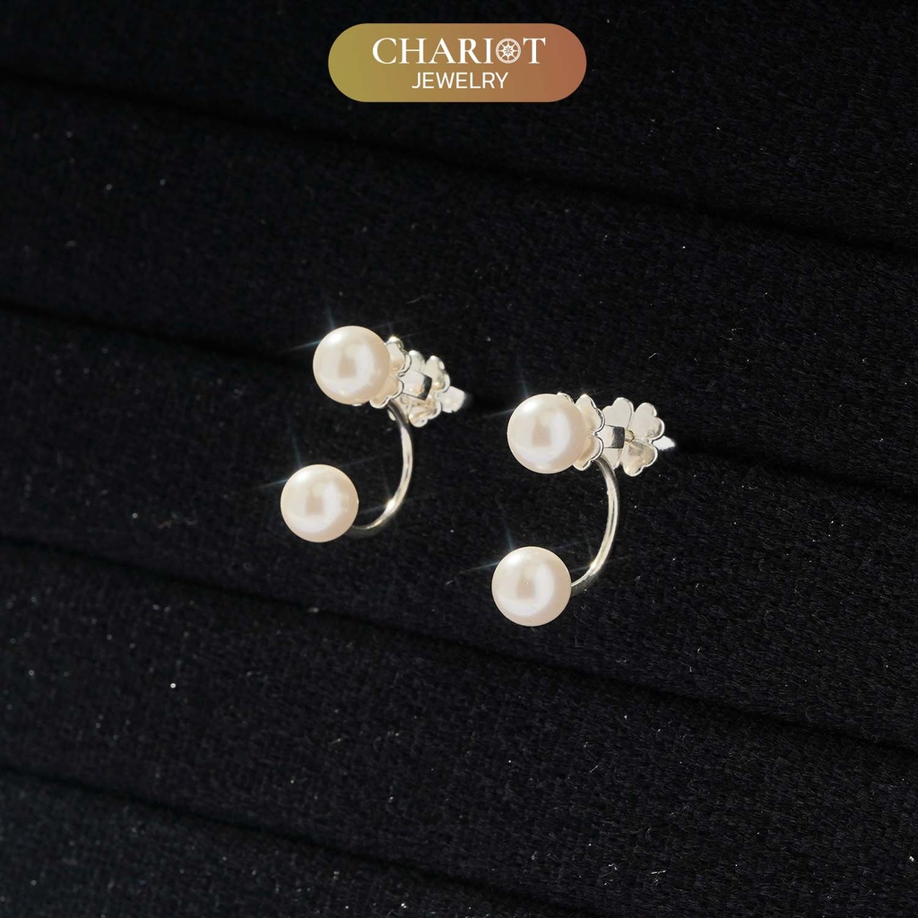 Khuyên tai bạc ECJ28 Two-in-One Pearl s925 ChariotJewelry