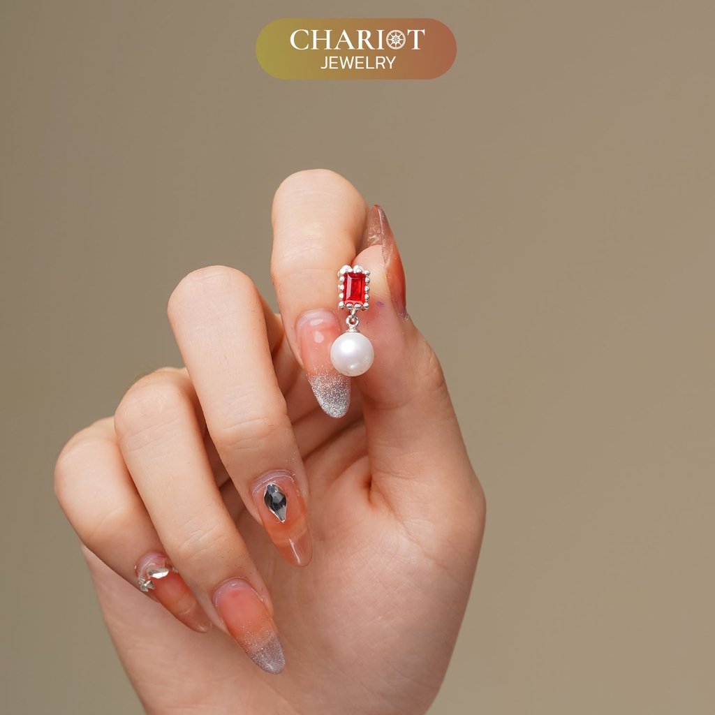 Khuyên tai bạc ECJ32 Silver Pearl Drop s925 ChariotJewelry