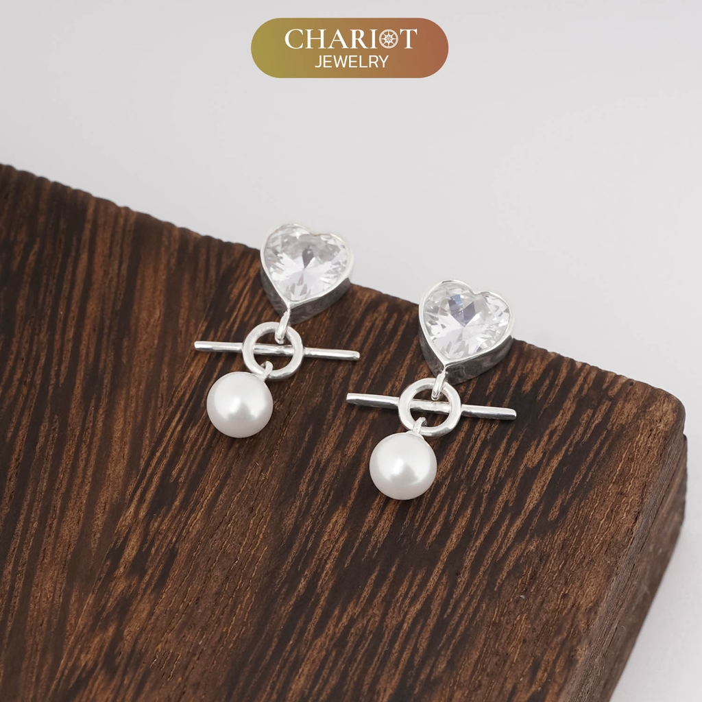 Khuyên tai bạc ECJ59 tình yêu lấp lánh ChariotJewelry