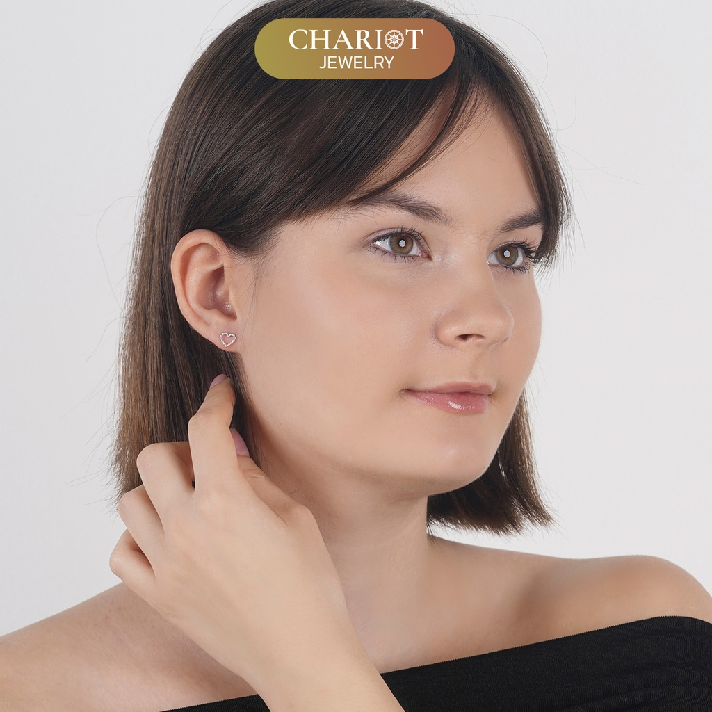 Khuyên tai bạc ECJ65 trái tim nhỏ bé ChariotJewelry