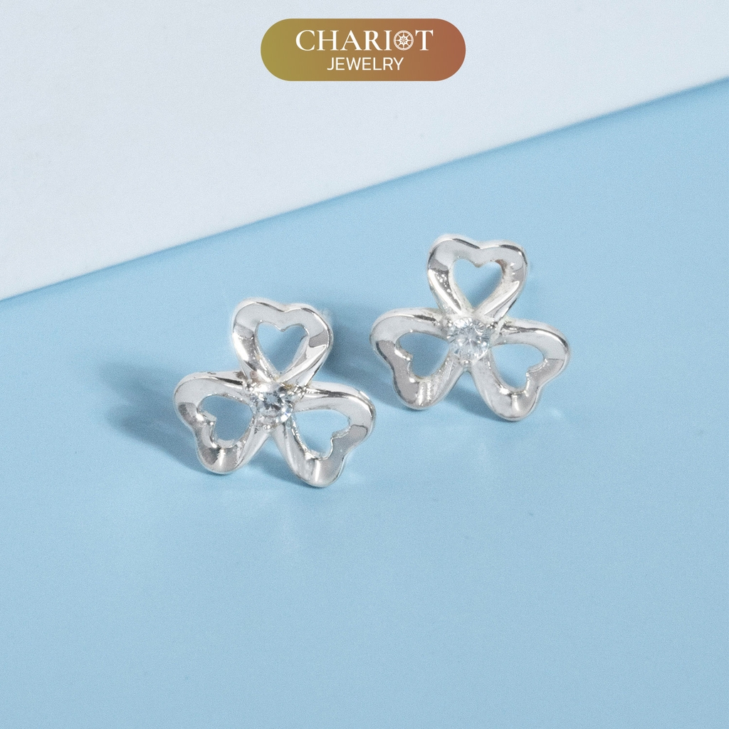 Khuyên tai bạc ECJ72 cánh hoa nhỏ xinh Chariot Jewelry