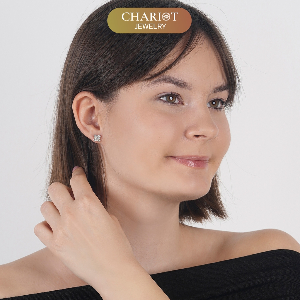 Khuyên tai bạc ECJ79 bông hoa tỏa sáng Chariot Jewelry