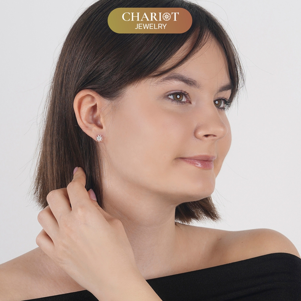 Khuyên tai bạc ECJ85 mặt trời bé xinh Chariot Jewelry