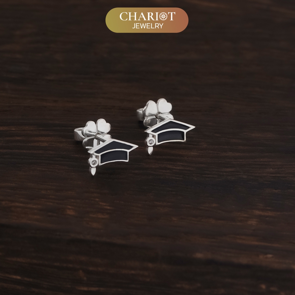 Khuyên tai bạc ECJ86 kỷ niệm tốt nghiệp Chariot Jewelry
