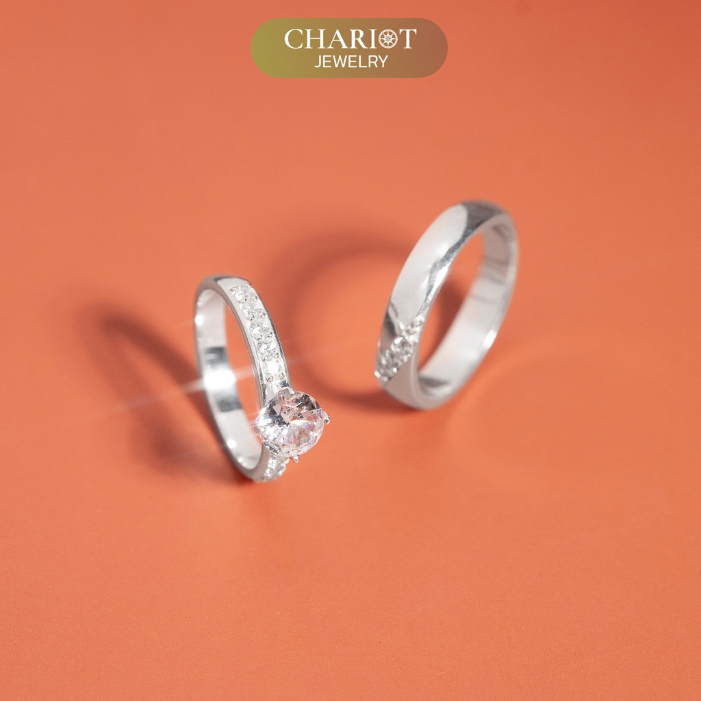 Nhẫn đôi bạc S925 nam nữ NCJ109 Dazzling Couple, nhẫn couple bạc, quà tặng 8-3 ý nghĩa dành tặng bạn gái, ChariotJewelry