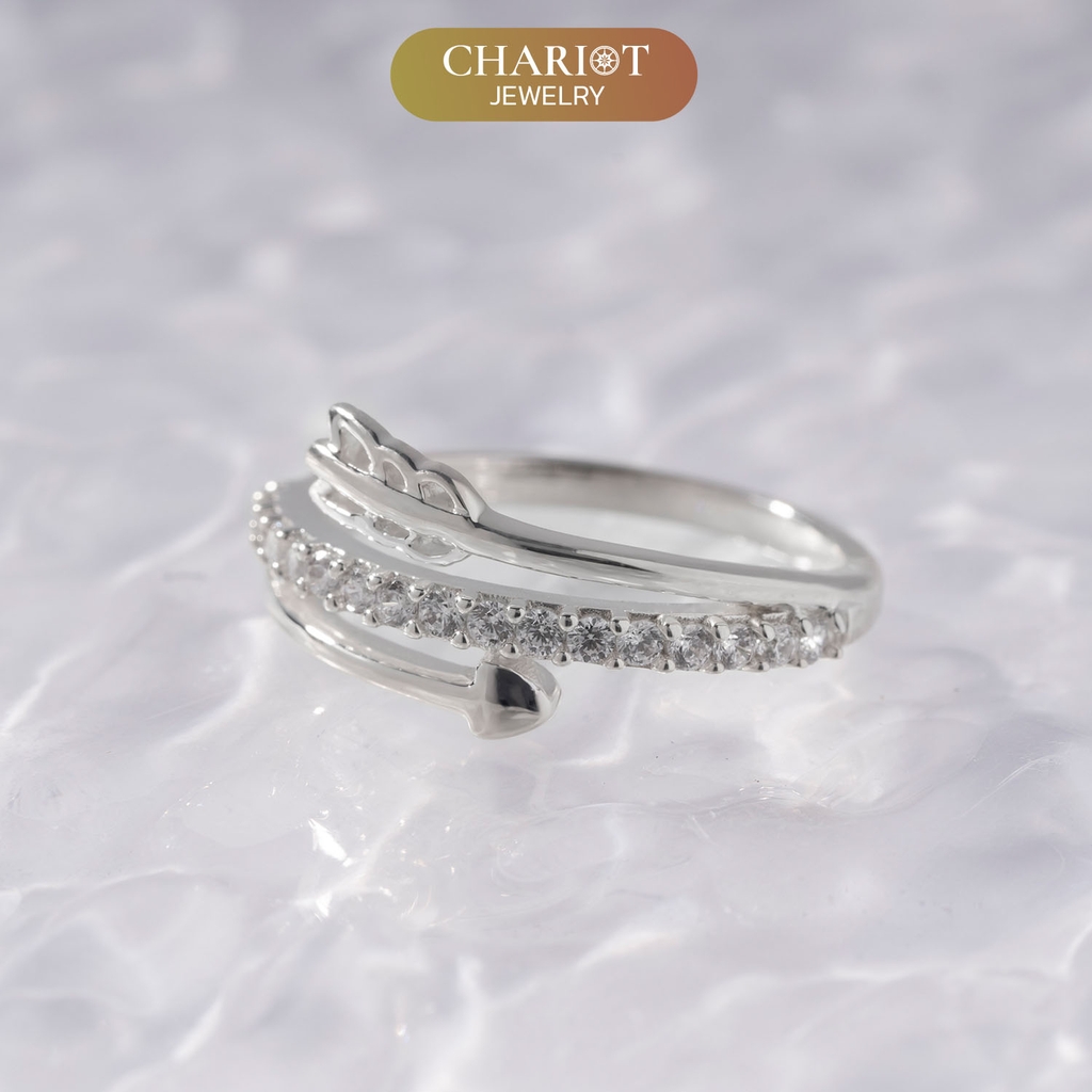 Nhẫn bạc NCJ08 Hình Mũi Tên Đính Đá Lấp Lánh Chariot Jewelry