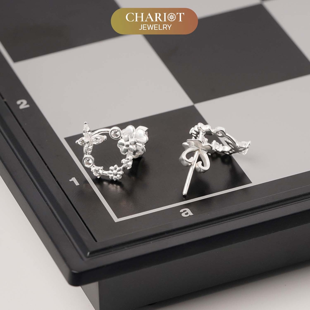 Khuyên tai bạc ECJ21 Trái tim đỏ rực lửa s925 ChariotJewelry