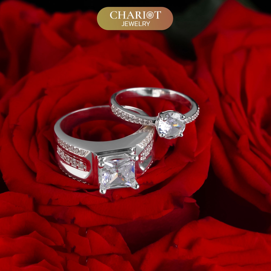 Nhẫn đôi bạc S925 nam nữ NCJ103 Tâm Giao, nhẫn couple bạc, quà tặng Valentine ý nghĩa dành tặng bạn gái, ChariotJewelry