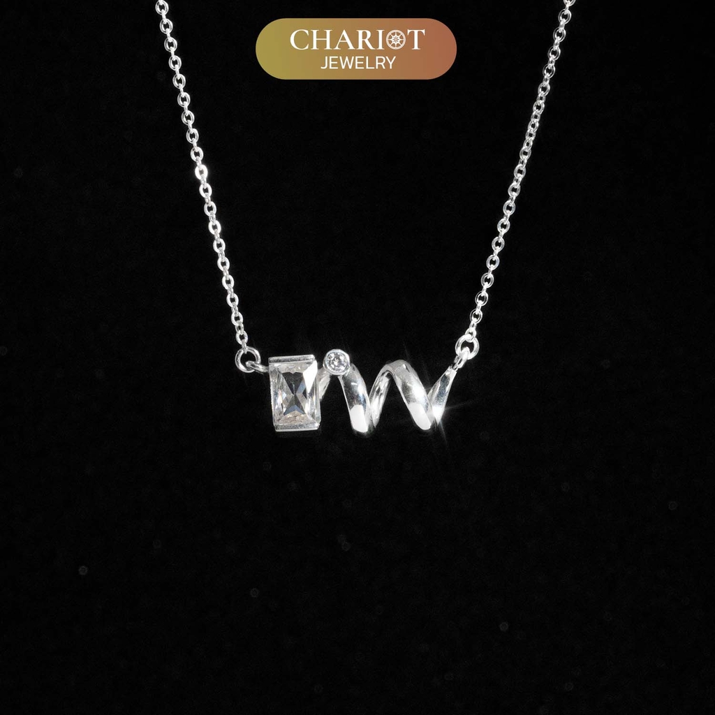 Dây chuyền DCJ72 Xoắn ốc cách điệu đính đá CZ lấp lánh bạc 925 ChariotJewelry
