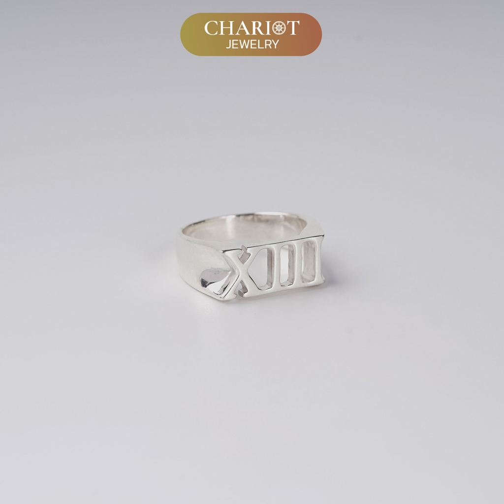 Nhẫn bạc S925 NCJ79 XIII biểu tượng kí tự La Mã ChariotJewelry