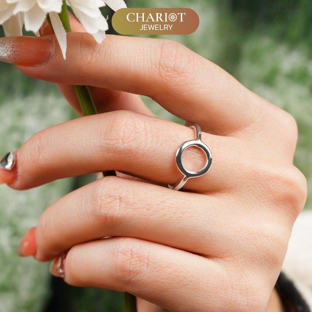 Nhẫn Bạc NCJ33 Hoạ Tiết Tròn Trơn Chariot Jewelry