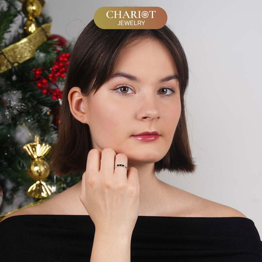Nhẫn Bạc NCJ04 3 Lớp Kết Hạt Đính Đá Chariot Jewelry