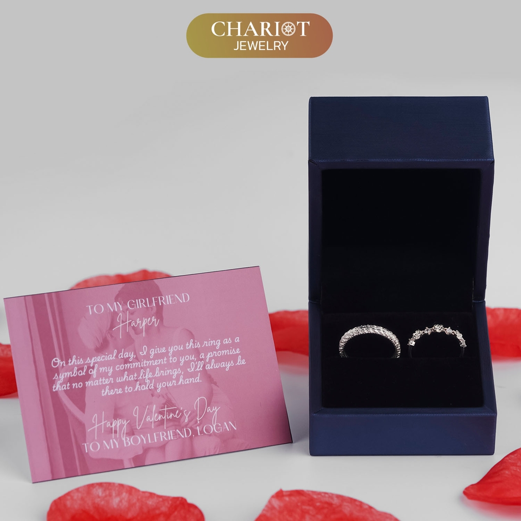 Nhẫn đôi bạc S925 nam nữ NCJ142 Blooming Love, nhẫn couple bạc, quà tặng 8-3 ý nghĩa dành tặng bạn gái, ChariotJewelry