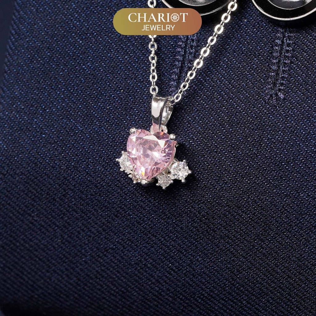 Dây chuyền bạc DCJ68 S925 trái tim đính đá sắc màu, quà tặng Valentine ý nghĩa, Chariot Jewelry