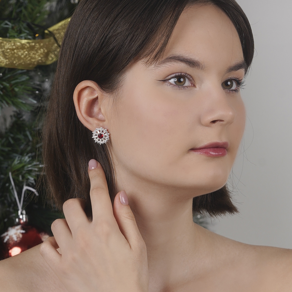Khuyên tai bạc ECJ24 Vòng xoay hoa mặt trời s925 ChariotJewelry