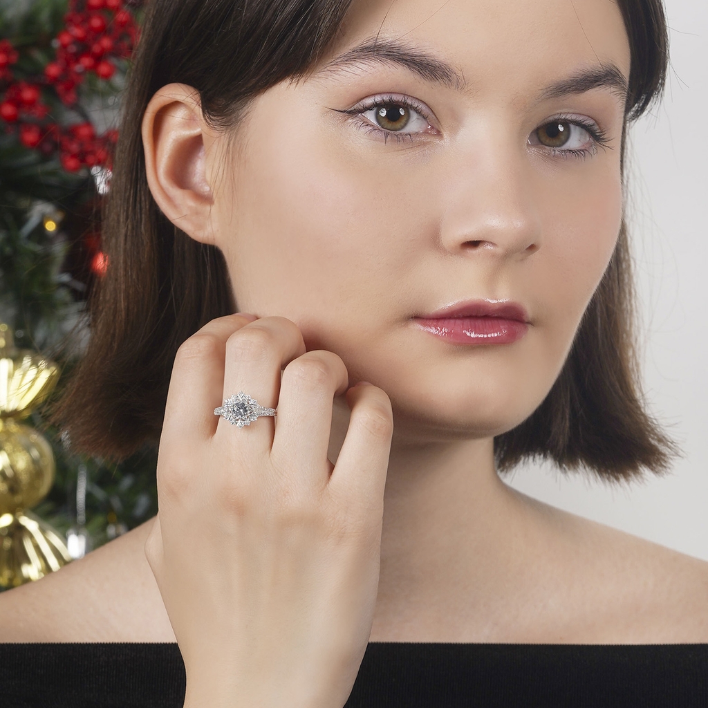 Nhẫn bạc s925 NCJ51 Bông tuyết trắng ChariotJewelry