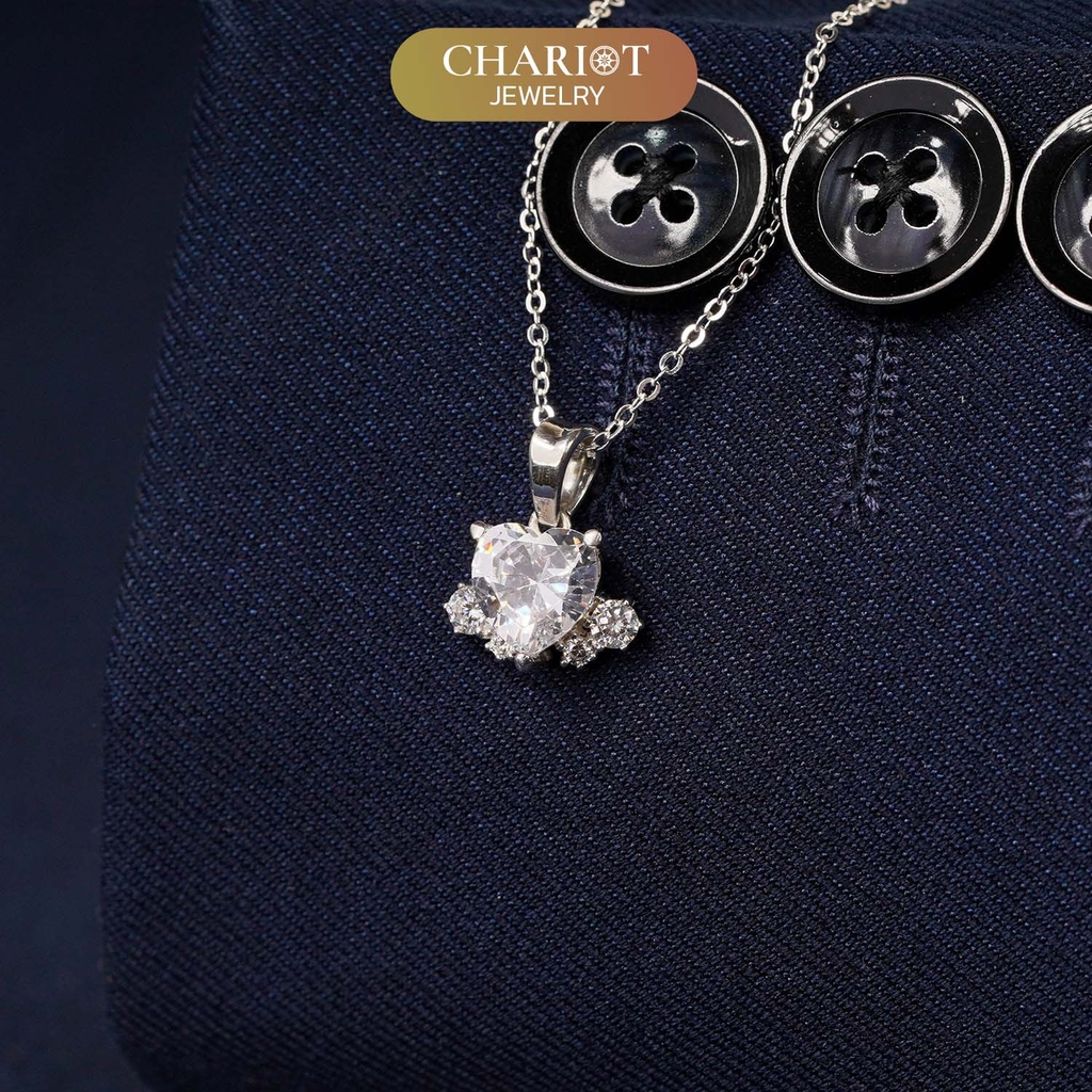 Dây chuyền bạc DCJ68 S925 trái tim đính đá sắc màu, quà tặng Valentine ý nghĩa, Chariot Jewelry