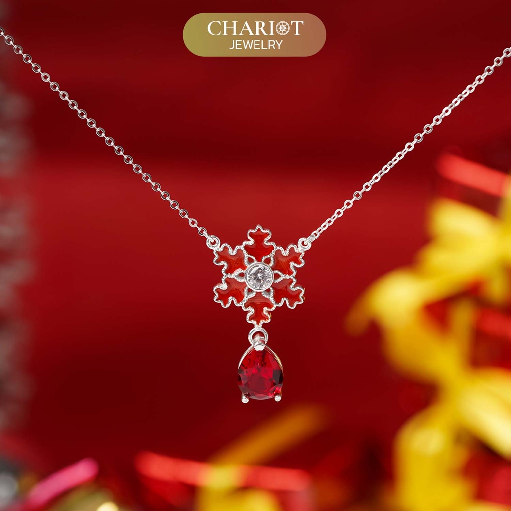 Dây chuyền bạc DCJ58 hoa tuyết ruby