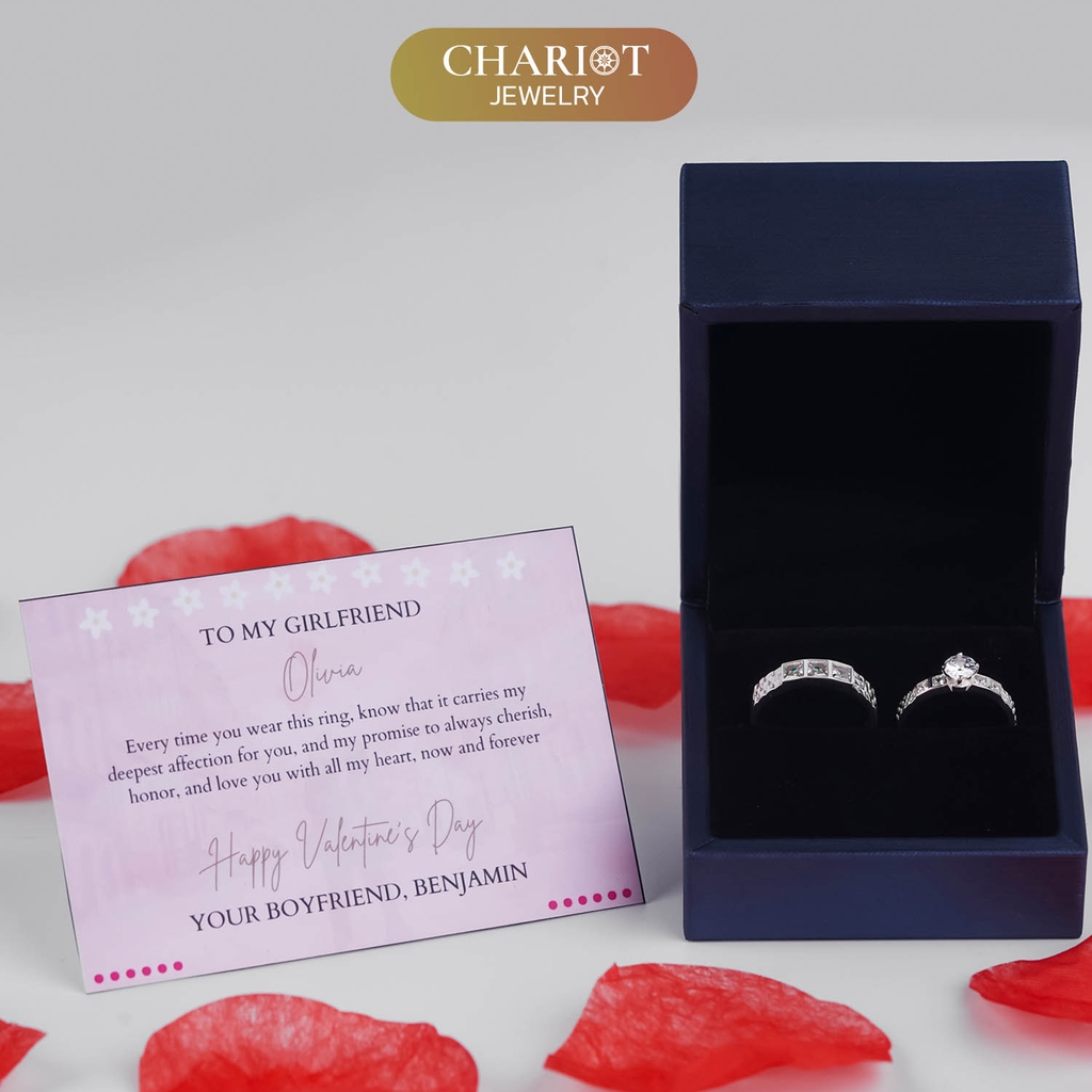 Nhẫn đôi bạc S925 nam nữ NCJ120 Square Stone, nhẫn couple bạc, quà tặng Valentine ý nghĩa dành tặng bạn gái, ChariotJewelry