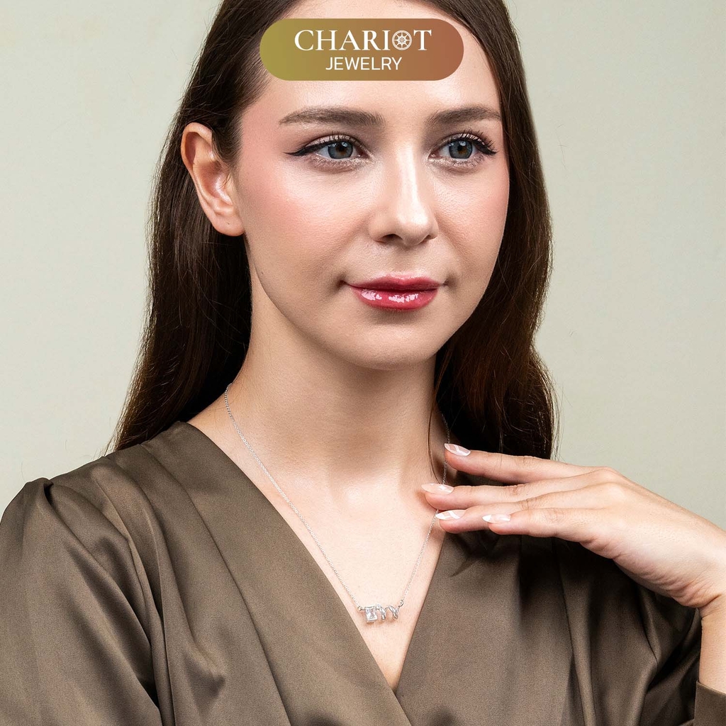 Dây chuyền DCJ72 Xoắn ốc cách điệu đính đá CZ lấp lánh bạc 925 ChariotJewelry