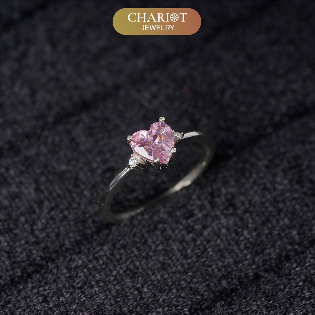 Nhẫn bạc S925 NCJ48 đính đá trái tim, quà tặng 8-3 ý nghĩa dành cho bạn gái, Chariot Jewelry