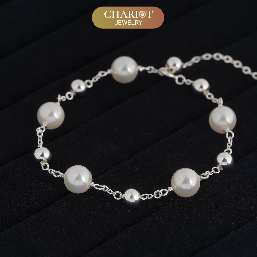 Lắc tay BCJ11 ngọc trai mix hạt tròn bạc năng động Chariot Jewelry