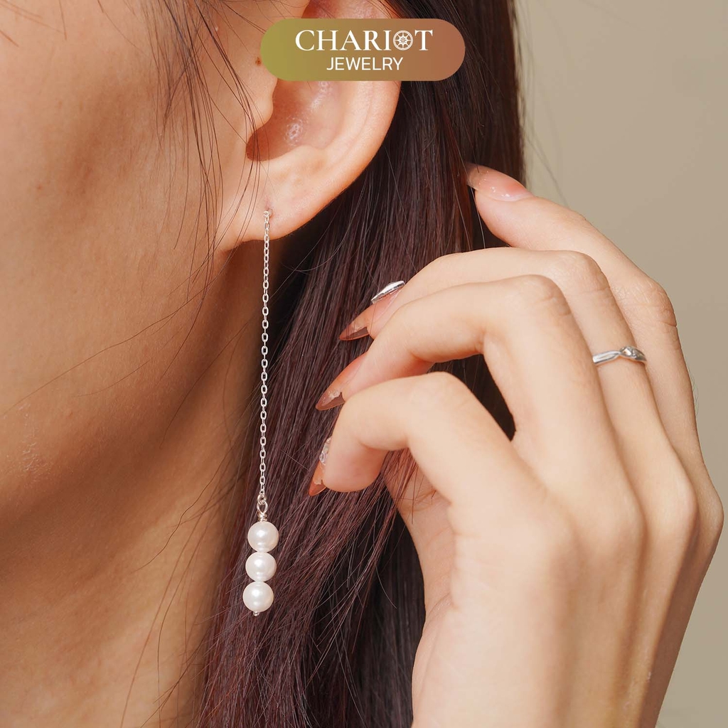 Khuyên tai bạc ECJ26 Giọt nước mắt Tiên cá s925 ChariotJewelry