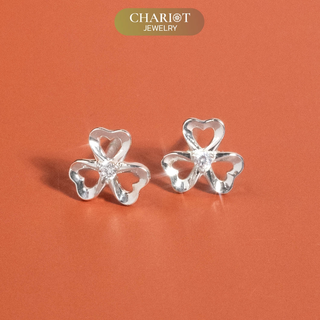 Khuyên tai bạc ECJ72 cánh hoa nhỏ xinh Chariot Jewelry