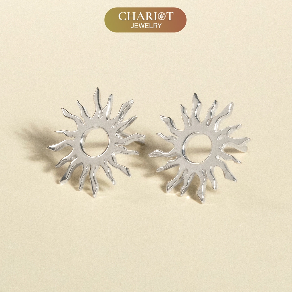 Khuyên tai bạc ECJ75 hào quang Mặt Trời cá tính Chariot Jewelry