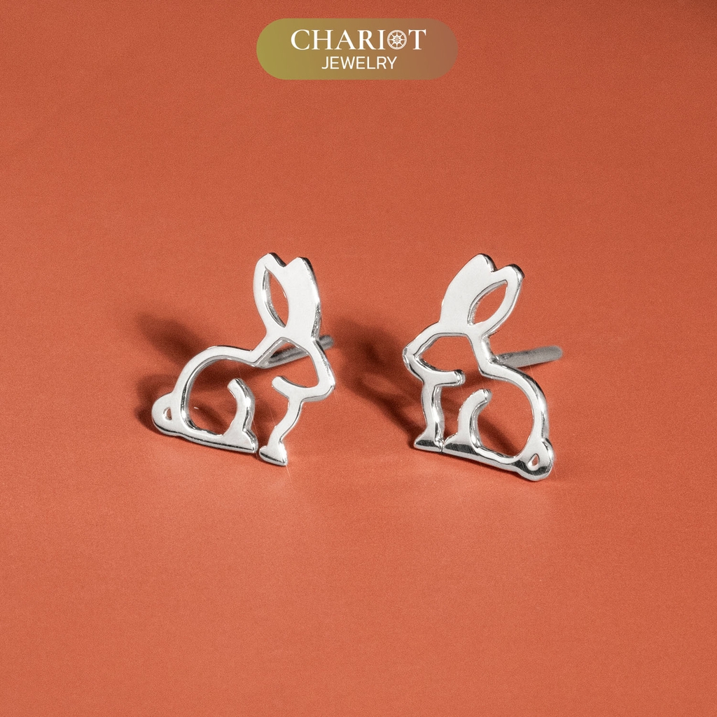 Khuyên tai bạc ECJ77 thỏ ngọc bé xinh Chariot Jewelry