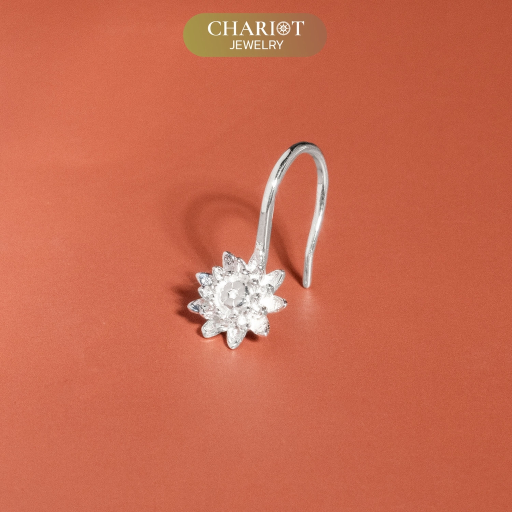 Khuyên tai bạc ECJ78 hoa sen nhỏ dịu dàng Chariot Jewelry