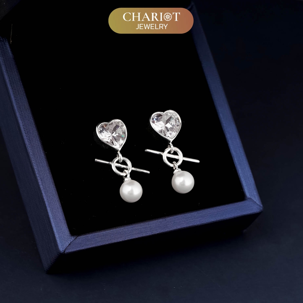 Khuyên tai bạc ECJ59 tình yêu lấp lánh ChariotJewelry
