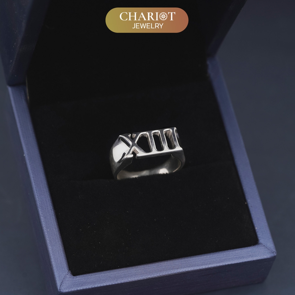 Nhẫn bạc S925 NCJ79 XIII biểu tượng kí tự La Mã ChariotJewelry