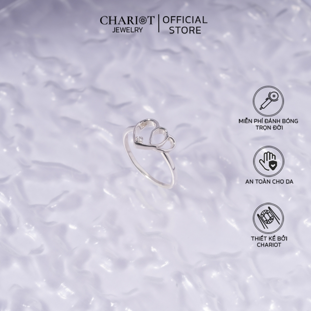 Nhẫn bạc NCJ56 S925 Trái tim đáng yêu, quà tặng 8-3 ý nghĩa dành cho bạn gái, Chariot Jewelry