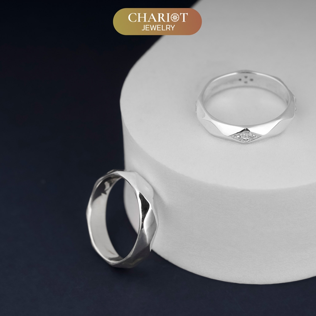 Nhẫn đôi bạc S925 nam nữ NCJ118 Geometric, nhẫn couple bạc, quà tặng Valentine ý nghĩa dành tặng bạn gái, ChariotJewelry