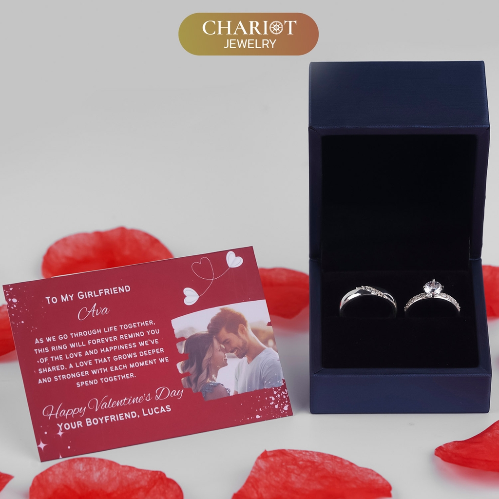 Nhẫn đôi bạc S925 nam nữ NCJ109 Dazzling Couple, nhẫn couple bạc, quà tặng 8-3 ý nghĩa dành tặng bạn gái, ChariotJewelry