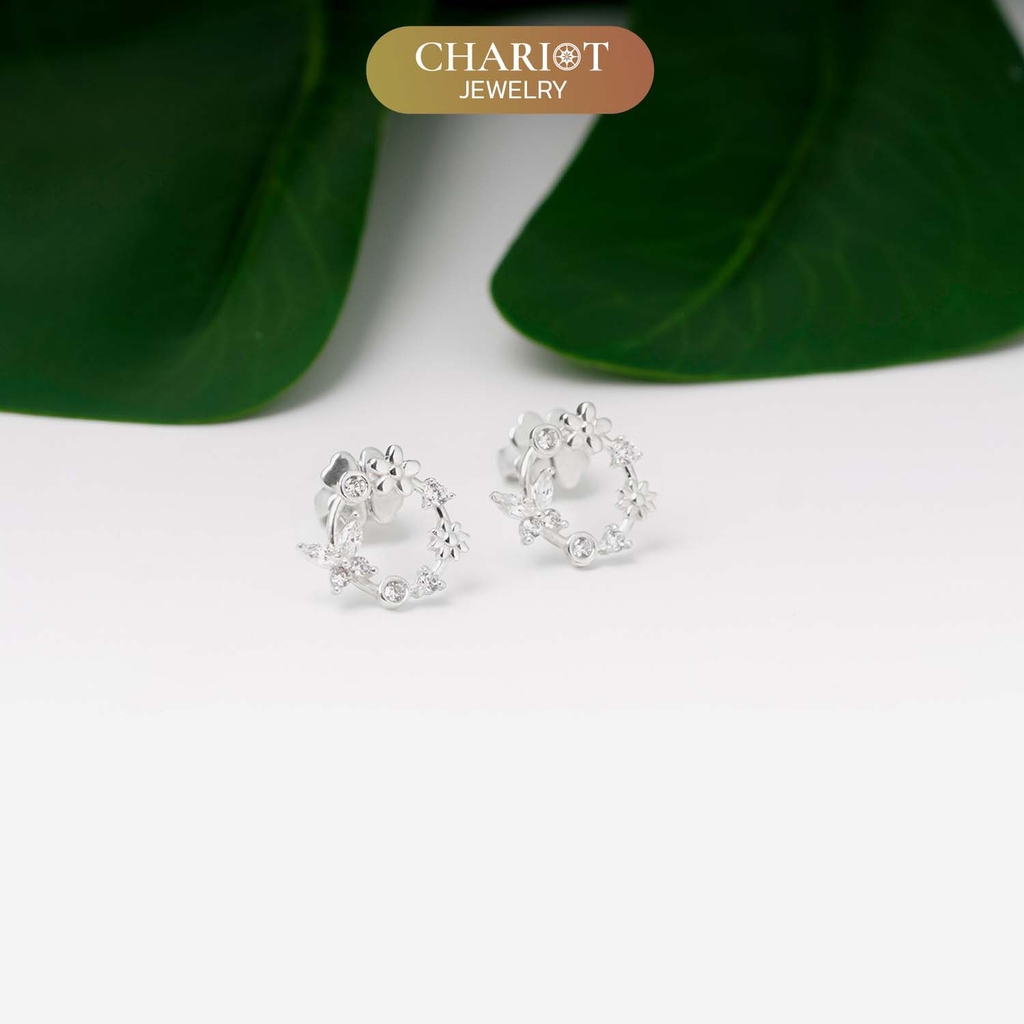Khuyên tai bạc ECJ21 Trái tim đỏ rực lửa s925 ChariotJewelry