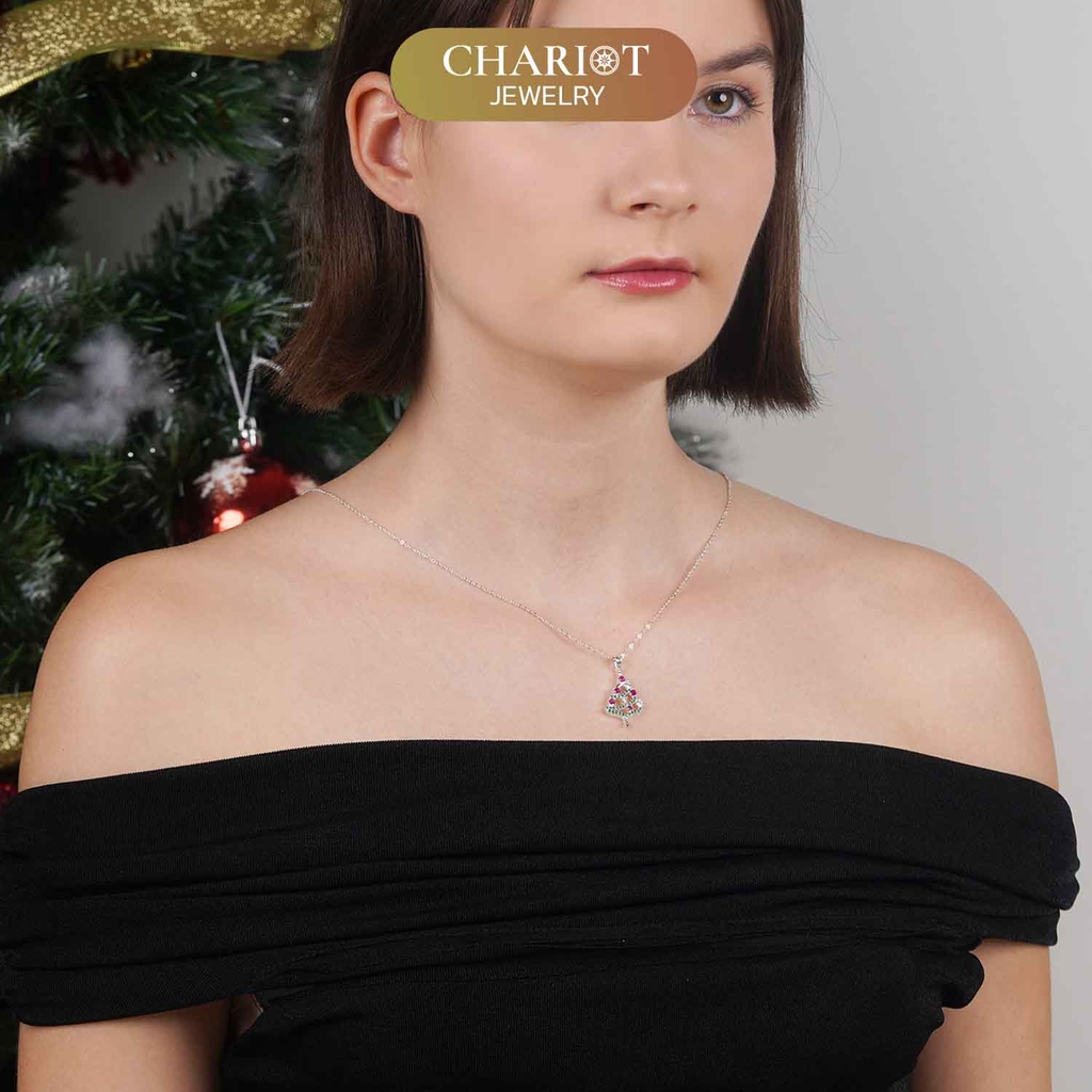 Dây chuyền bạc DCJ33 Cây thông sắc màu S925 ChariotJewelry