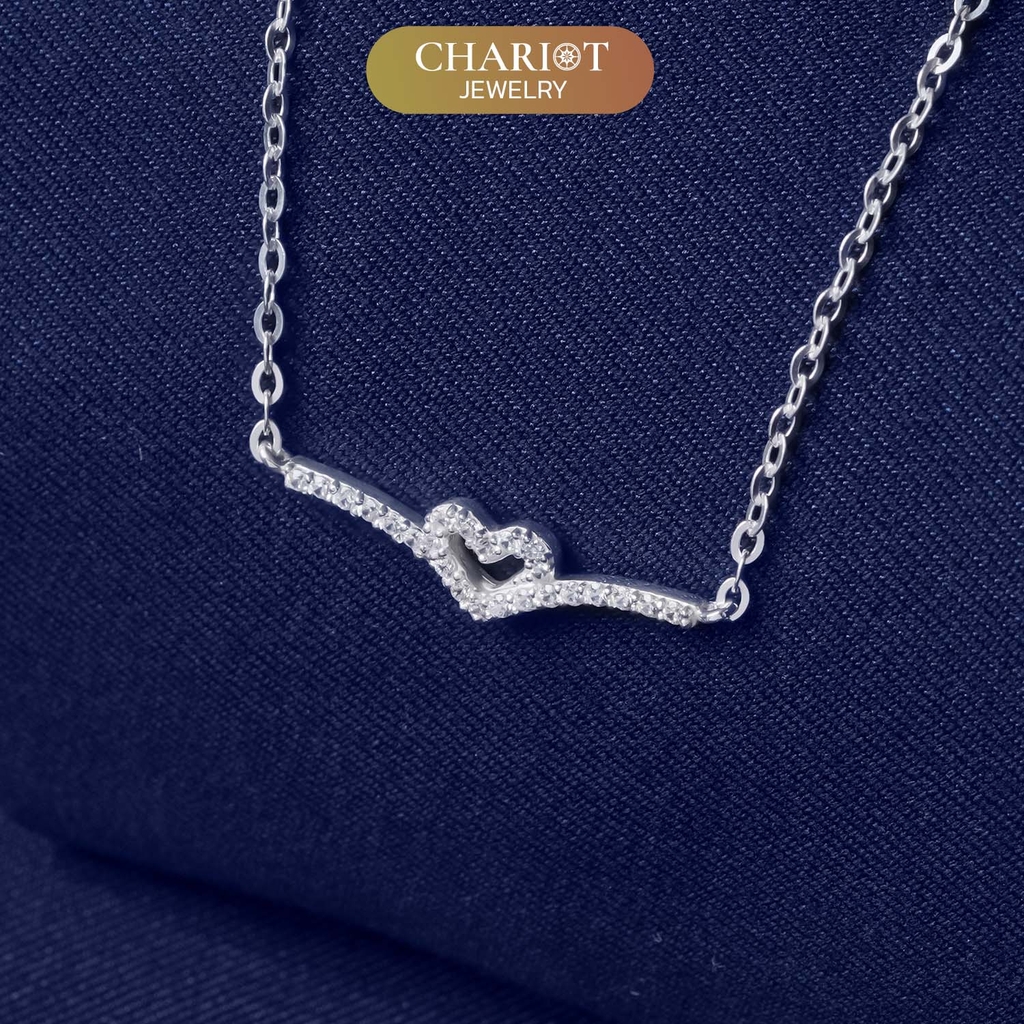 Dây chuyền DCJ78 trái tim thanh lịch đính đá CZ lấp lánh bạc 925 ChariotJewelry