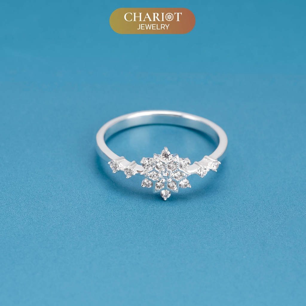 Nhẫn bạc NCJ50 Hoa Tuyết ChariotJewelry
