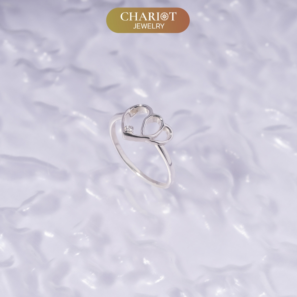 Nhẫn bạc NCJ56 Trái tim đáng yêu ChariotJewelry
