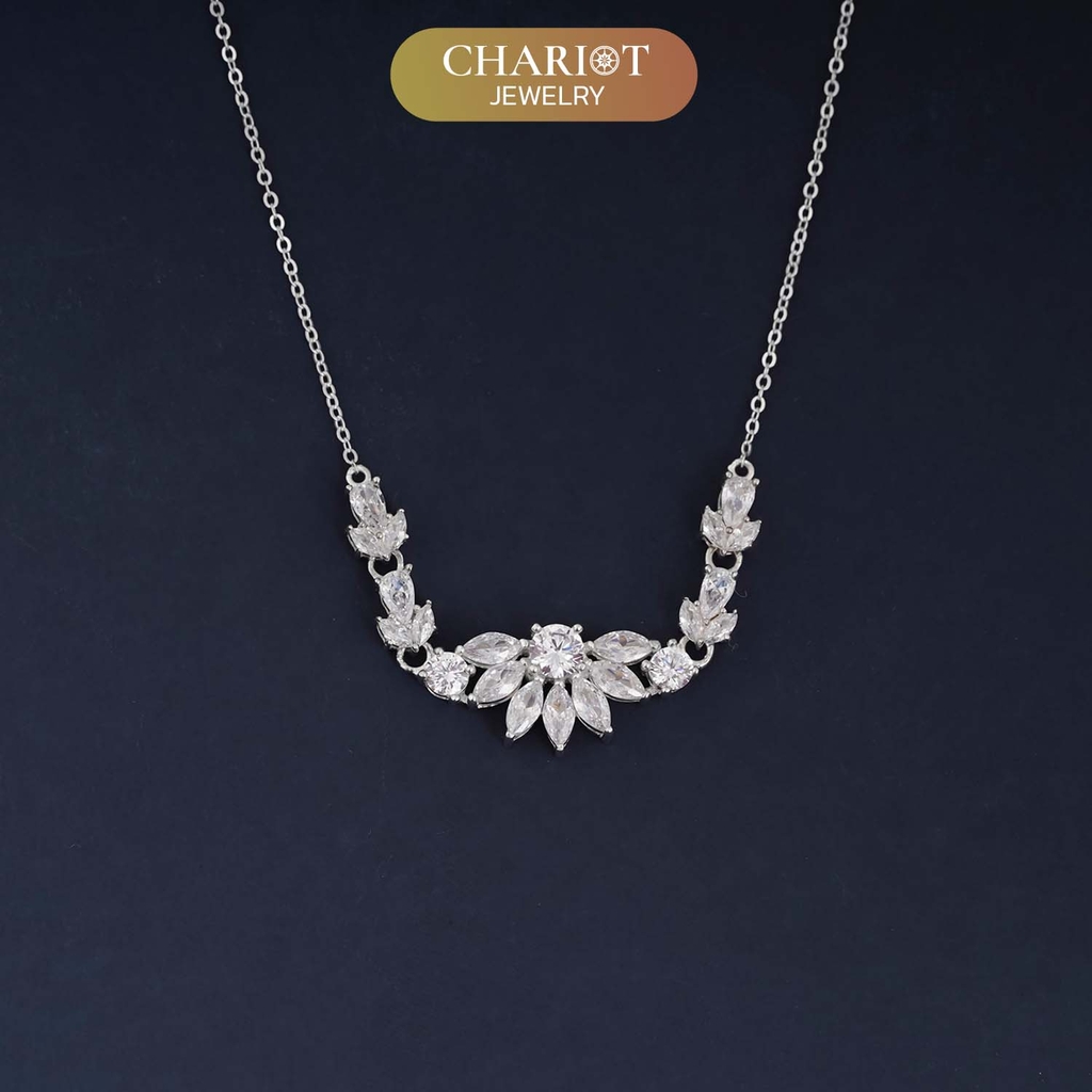 Dây chuyền bạc DCJ62 chuỗi hoa đính đá cao cấp ChariotJewelry