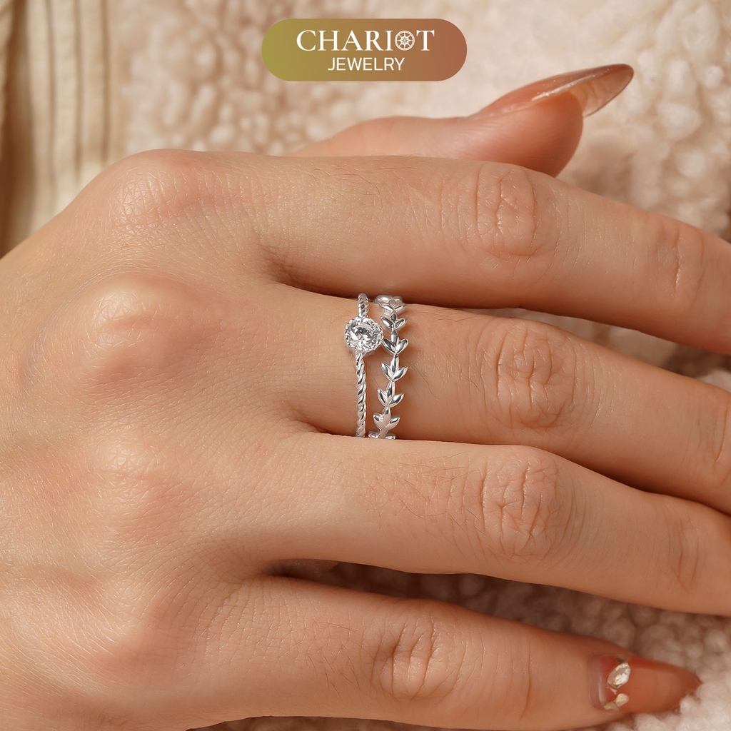 Nhẫn bạc NCJ45 Vòng nguyệt quế ChariotJewelry
