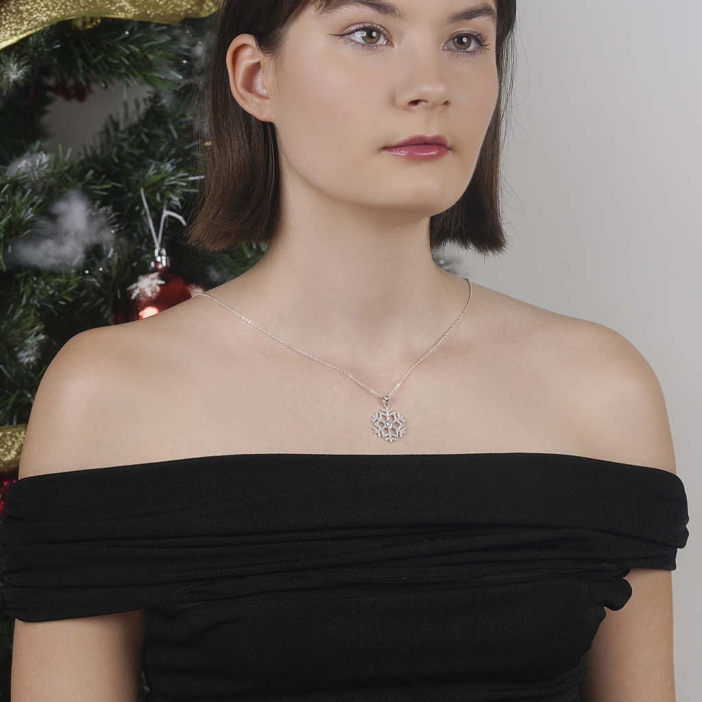 Dây chuyền bạc s925 DCJ30 hoa tuyết Chariot Jewelry