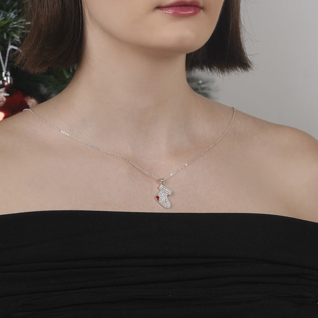 Dây chuyền bạc DCJ35 Red Stocking Christmas S925 ChariotJewelry